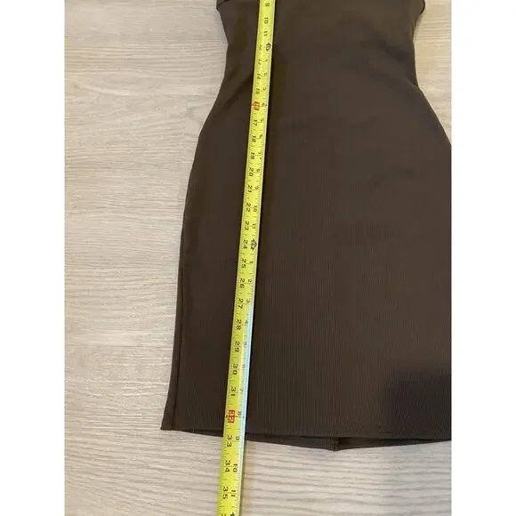 princess polly baby blue dress Zapaka Women Brown Chiffon A-Line Long Sleeve Polka Dots Dress V-Neck Tea Length Party Dress, Brown / US12